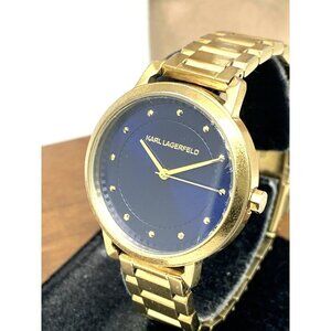 Karl Lagerfeld Women's Watch KL1821 Quartz Blue Dial Gold Stainless Steel 34mm